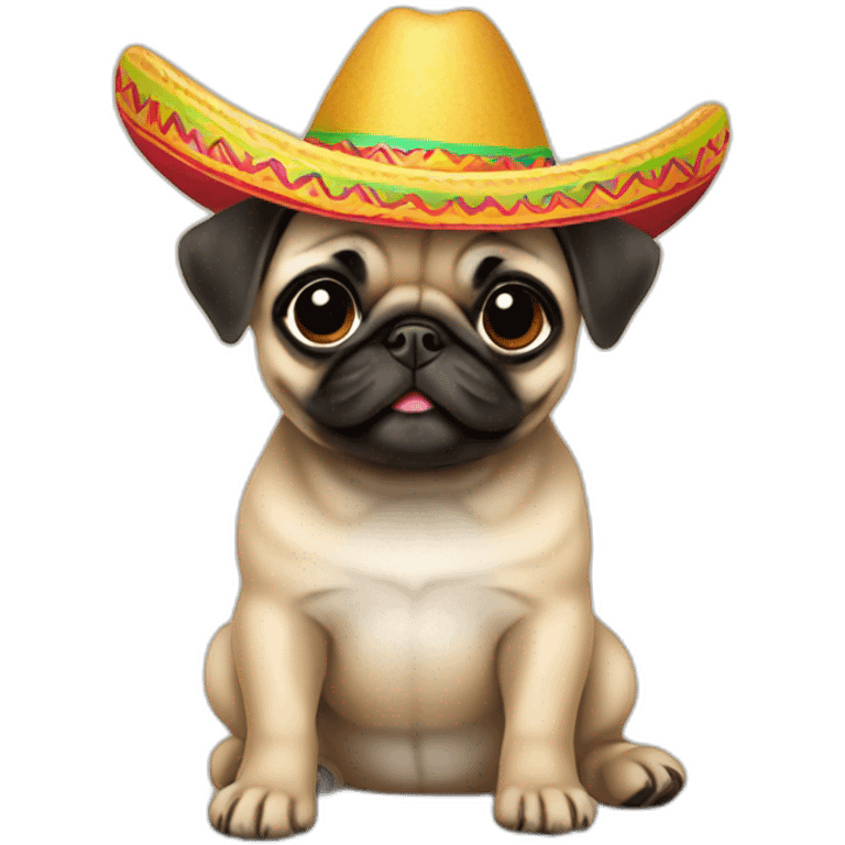 Baby pug with a sombrero emoji