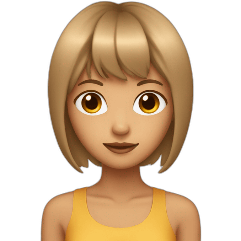 tan girl with long hair and bangs with star emoji