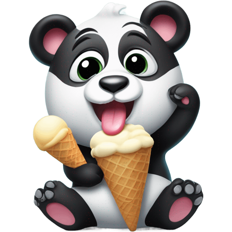 Panda eating ice cream emoji