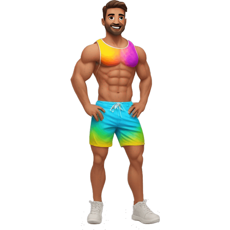 Happy holi muscles short-shorts emoji