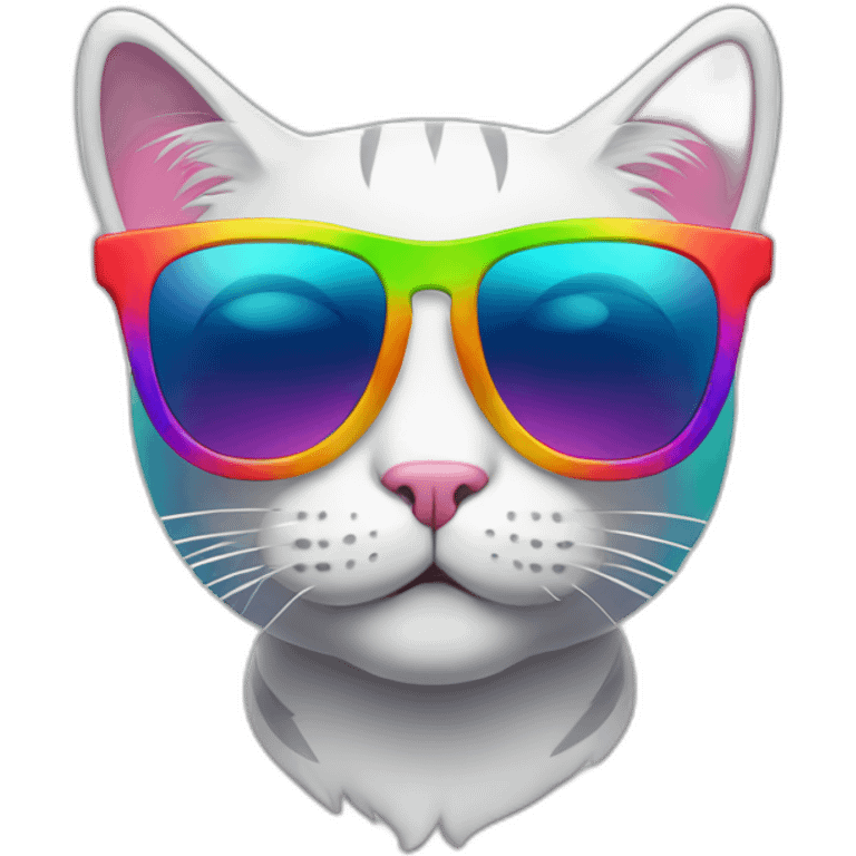 Rainbow cat with cool sunglasses emoji