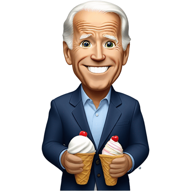 Joe biden holding two ice cream cones emoji