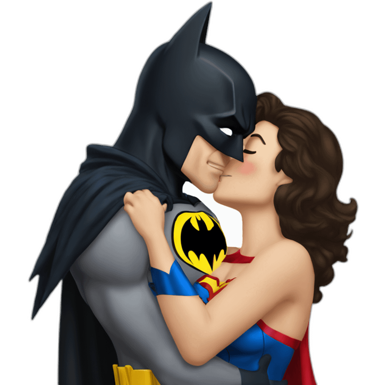 Batman kissing wonderwoman emoji