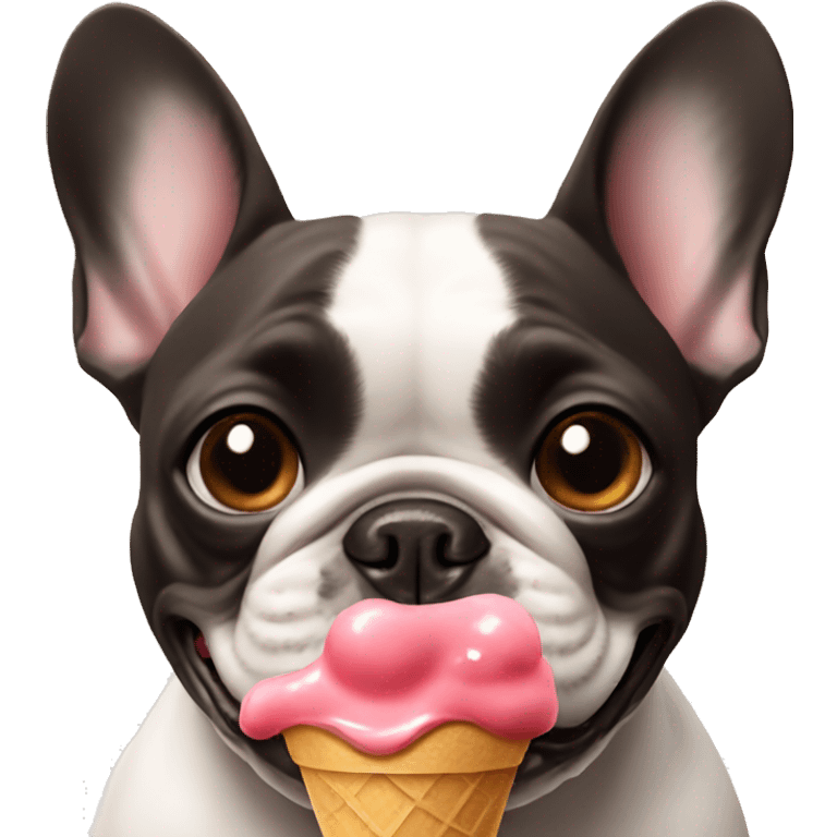 french bulldog eating ice cream  emoji