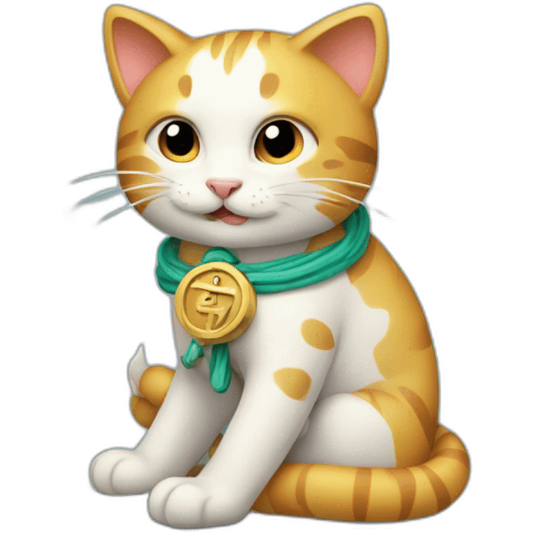 Chinese cat hugging Caduceus emoji