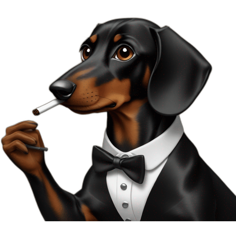 black dachshund smoking a pipe emoji