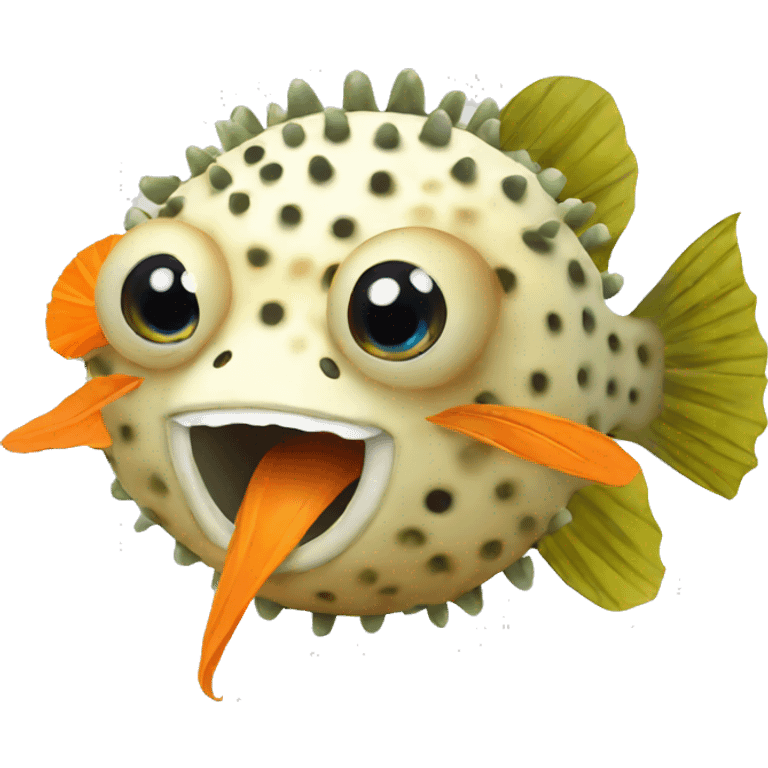 pufferfish with carrot in mouth emoji