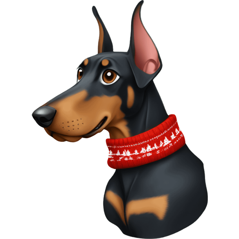 doberman wearing christmas sweater emoji