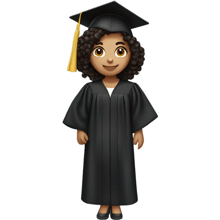 Hispanic white girl with dark curly shoulder length graduate  emoji