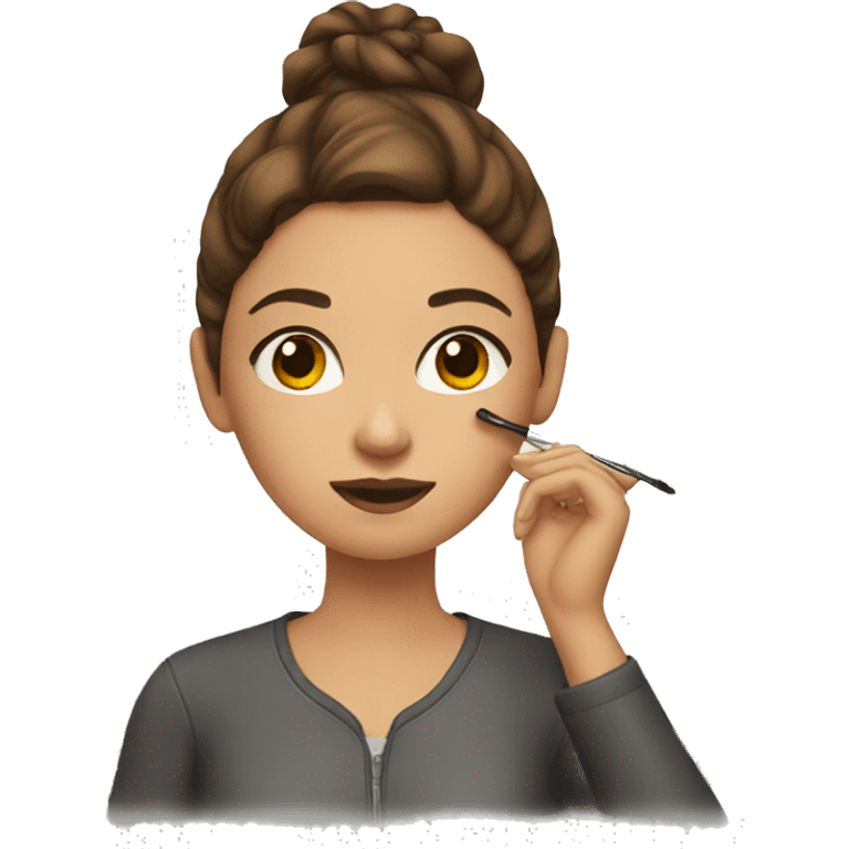 girl with brown hair doing makeup emoji