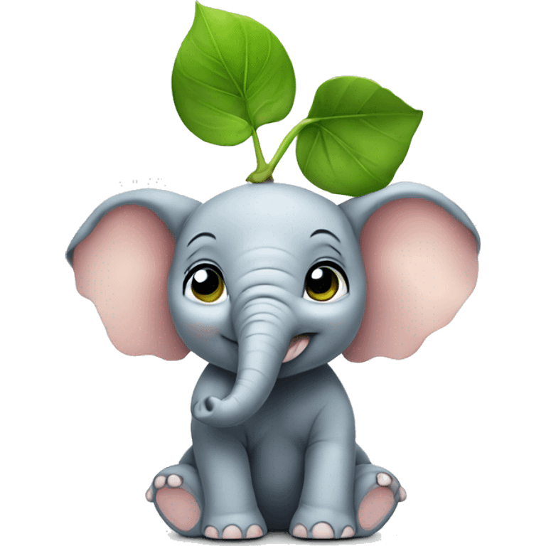 Baby elephant reaching for a leaf  emoji