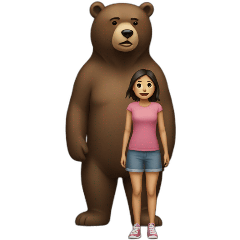 girl standing up to big bear emoji