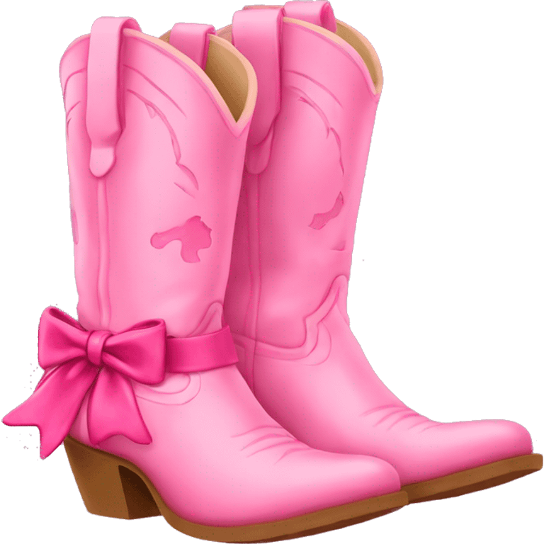 Pink Cowgirl boots with bows  emoji