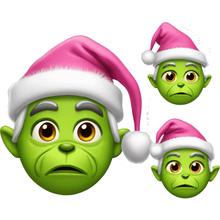 Grinch with pink Santa hat emoji