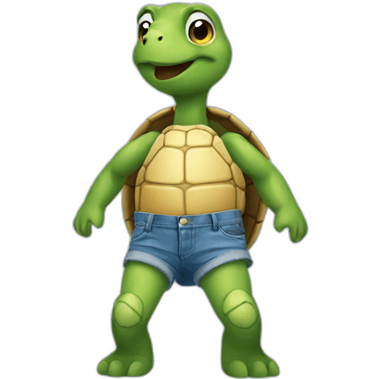 Turtle wearing jean shorts emoji