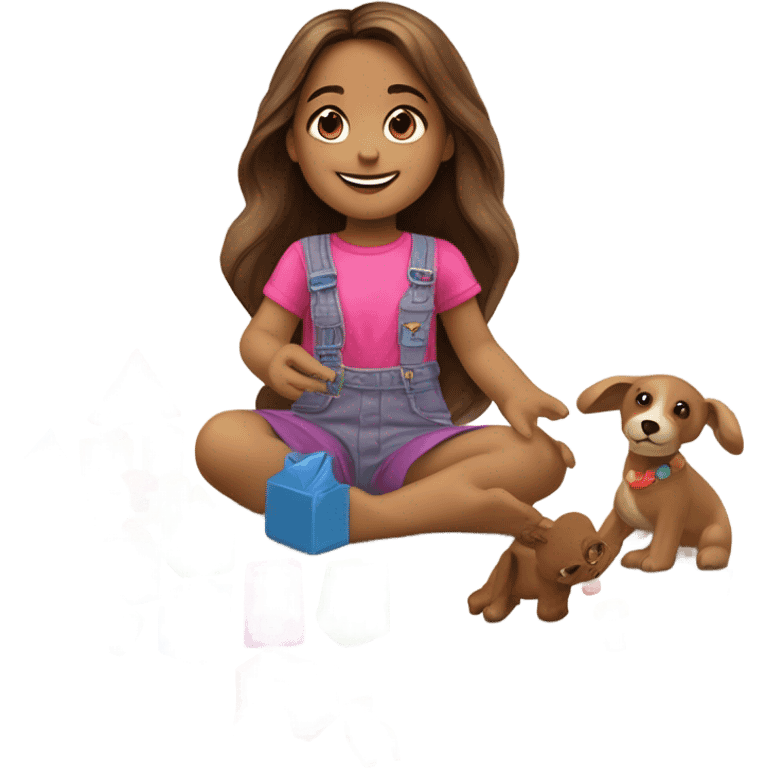 little girl playing with toys emoji