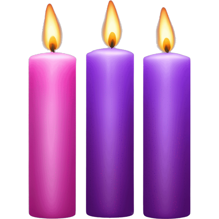 Three purple candles and one pink candle with flames  emoji