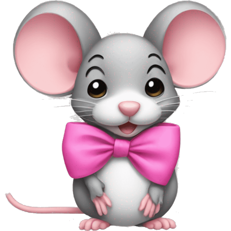 Mouse wearing a pink bow emoji