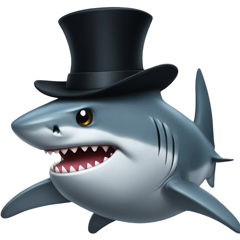 Shark with a top hat emoji