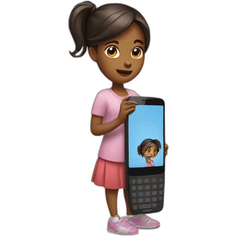 Girl with big smartphone  emoji