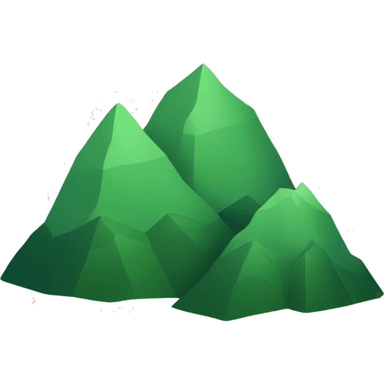 Create a graphic of three green mountains with varying shades and heights emoji