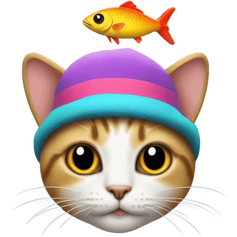 Cat wearing a fish hat emoji