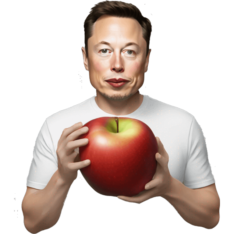 Elon musk eating a red apple emoji