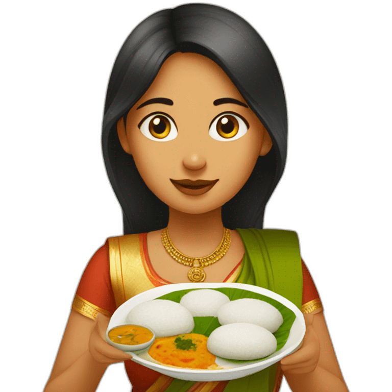 Girl with idli sambhar emoji