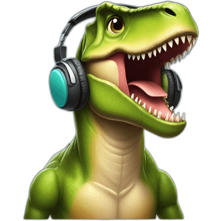 T-Rex wearing headphones emoji