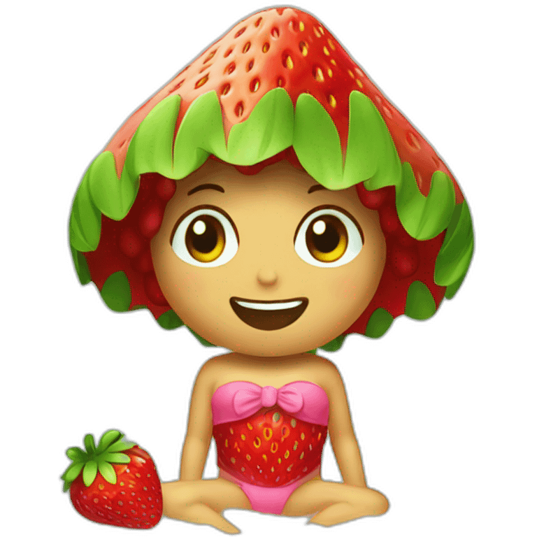 a strawberry wearing an hawaii bath trunk emoji