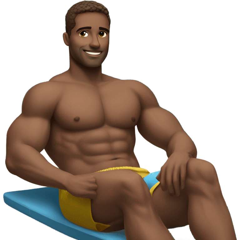 Fit guy sitting by the pool emoji