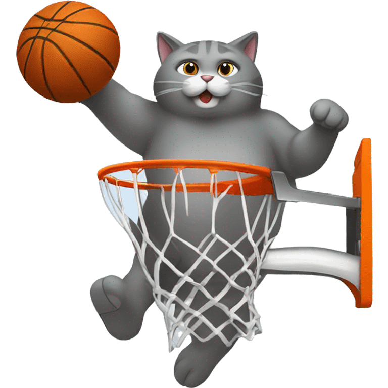 grey fat cat dunking basketball  emoji