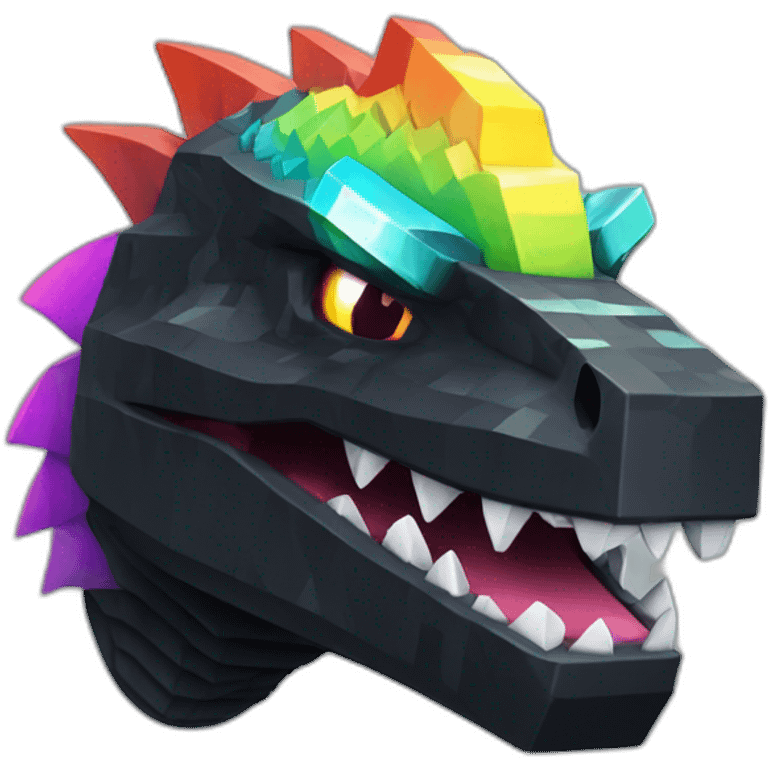 Minecraft Rainbow Black Godzilla Head With Diamond Horn emoji