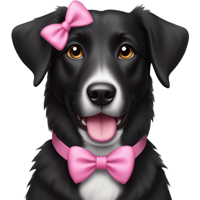 Black collie lab mix dog with a pink bow  emoji