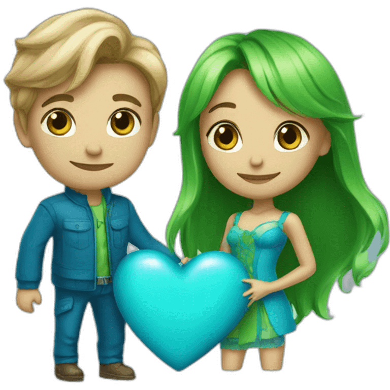 Blue and green heart "Donatella & Ludovique" emoji