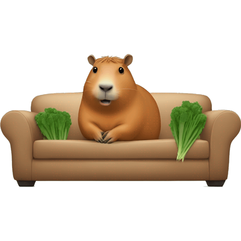 Capybara eats carrots on the couch emoji