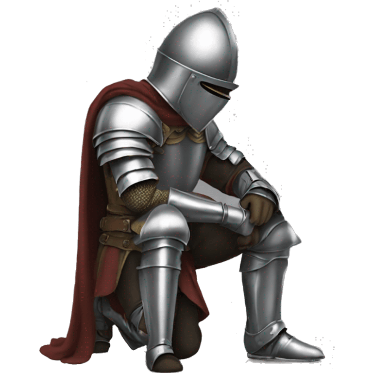 a knight crouching on one knee with his head down emoji