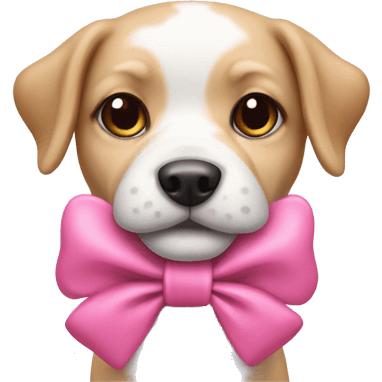 Doggy with a bow pink  emoji