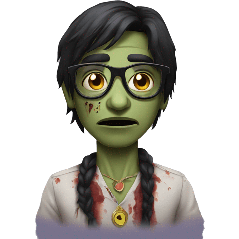 indian zombie with glasses with a love eperssion black hair emoji