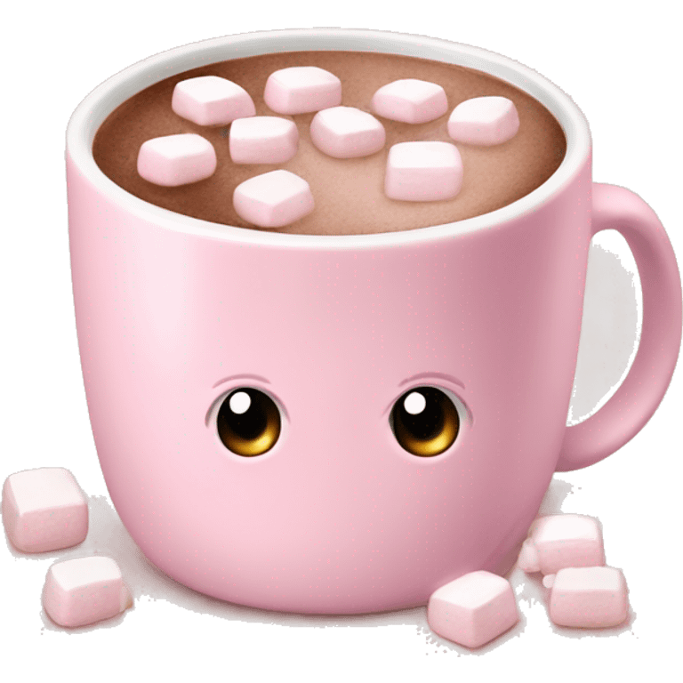 Light Pink mug of hot chocolate with marshmallows  emoji