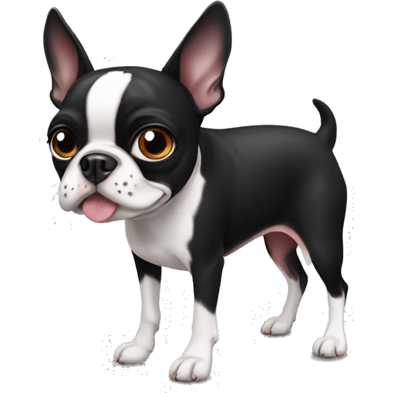 Boston terrier black & white with sausage emoji