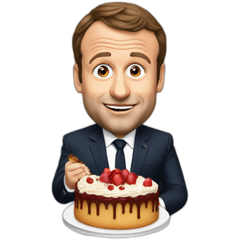 fat emmanuel macron eating cake emoji