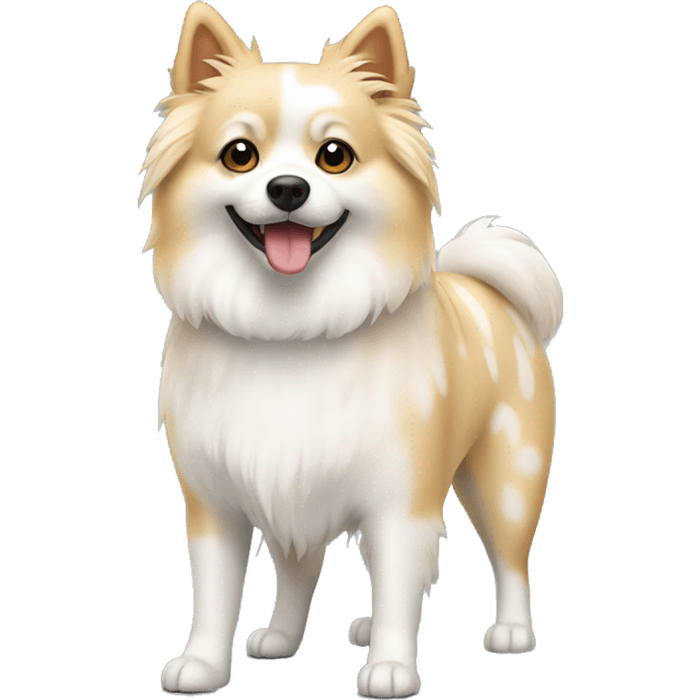 White and blonde spots spitz standing  emoji