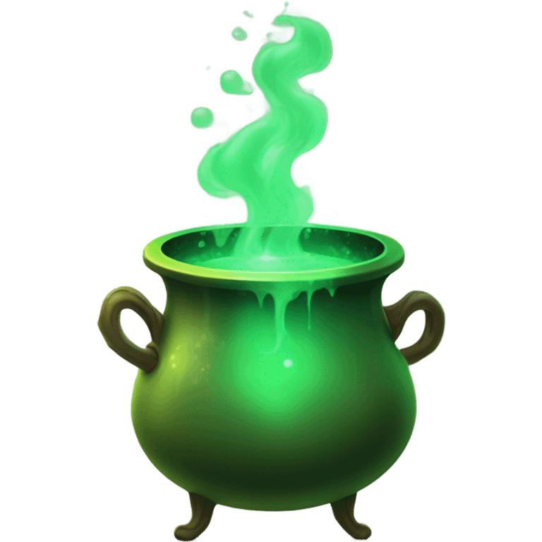 green magic cauldron with potion emoji