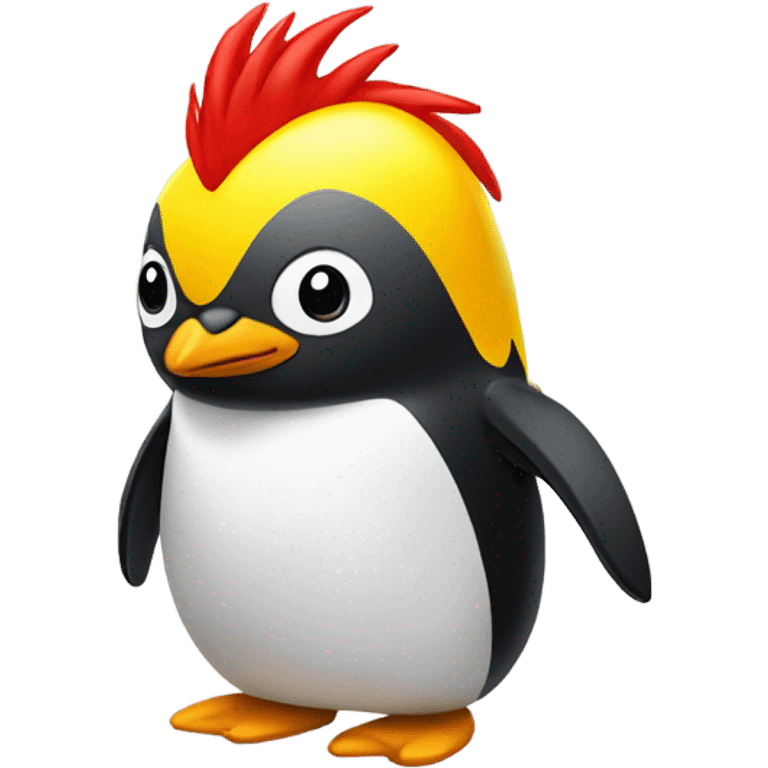 Penguin with a yellow Mohawk and red shoes emoji