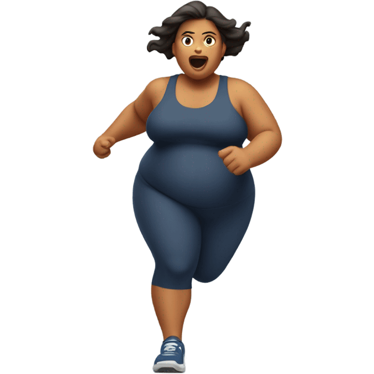 fat woman running towards the camera in a front view emoji