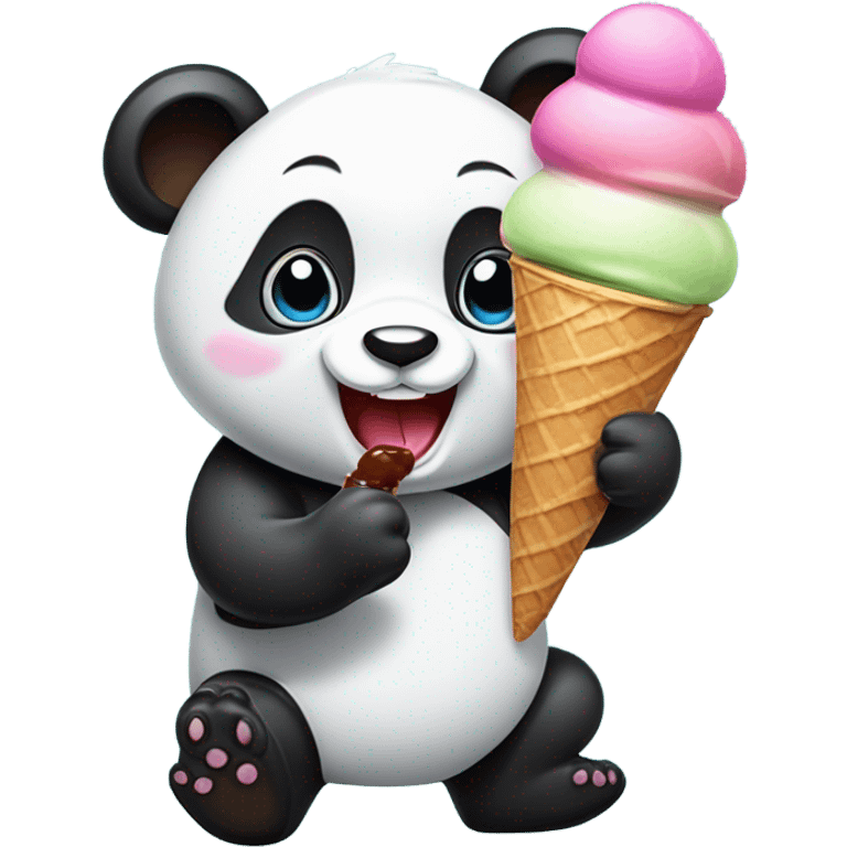 Panda eating ice cream emoji