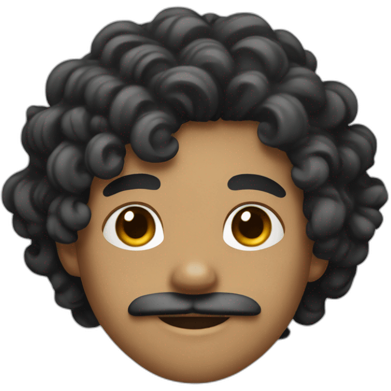 Light brown skin with curly black hair and a small moustache emoji