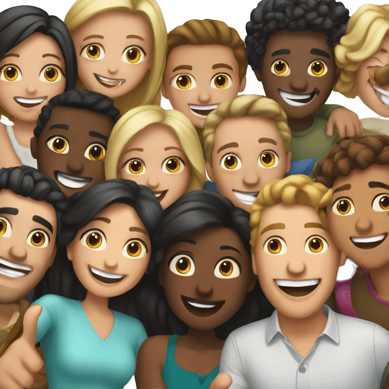 Group of people taking happy selfie emoji