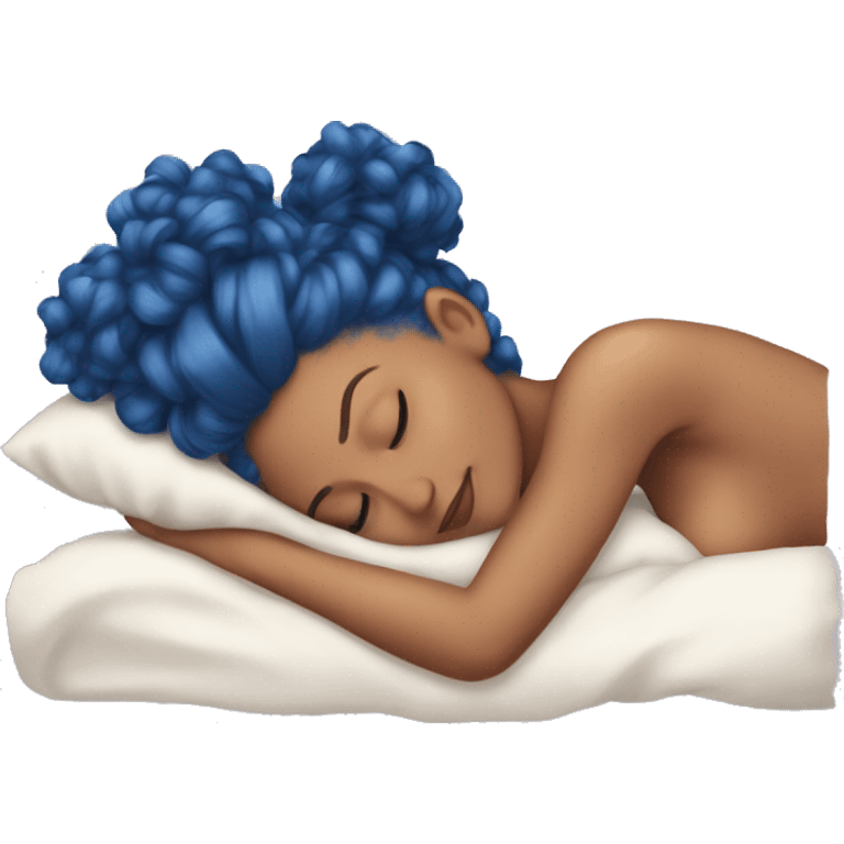 Ariana sleeping with blue curly ponytail emoji